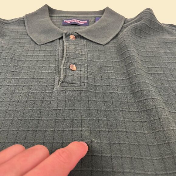 90s/Y2K green XL Roundtree & Yorke polo shirt, vintage mens long sleeve polo - Picture 7 of 8